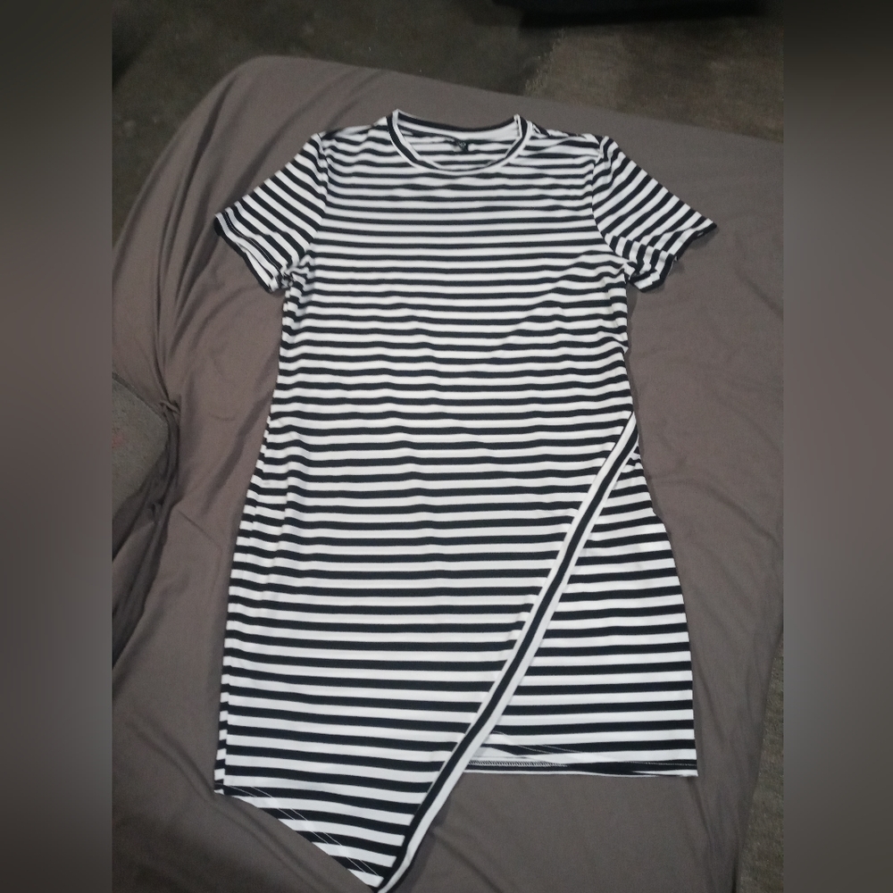 Shein Curve Mini Shirt Dress/Size 2XLg/Black & White Stripes